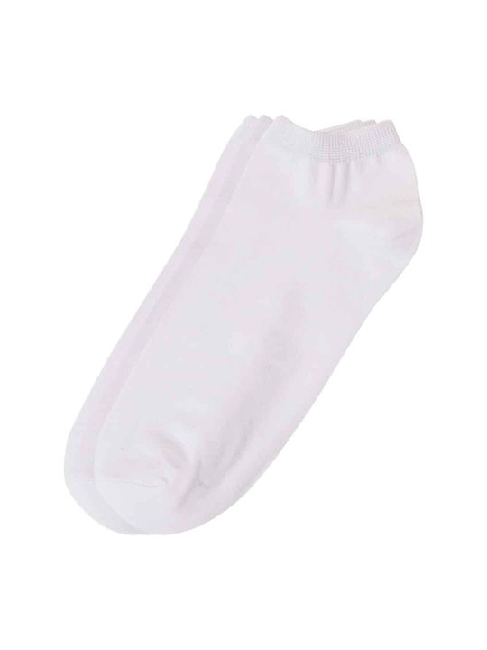Șosete înalte de gleznă din bumbac pentru femei, de culoare solidă Max Beauty Top Collection 1-461 (3 pachete) - alb