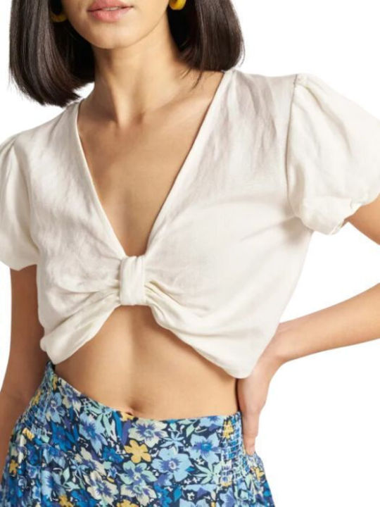 Attrattivo Damen Sommerliches Crop Top Kurzärmelig Weiß