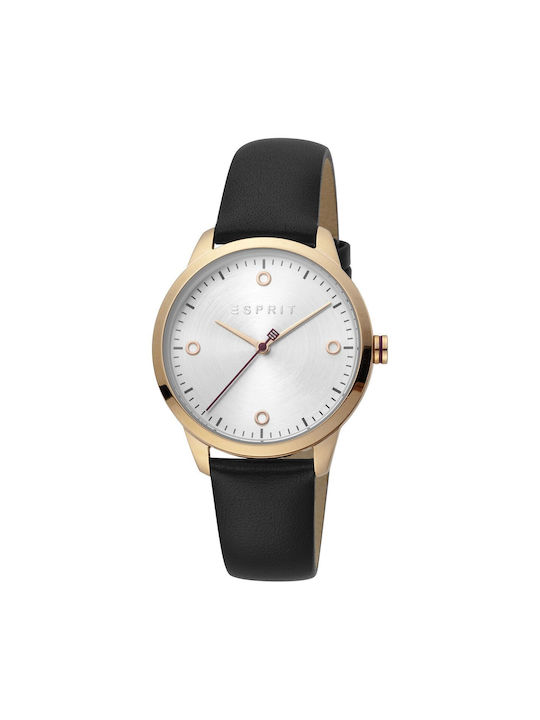 Esprit Watch with Black Leather Strap