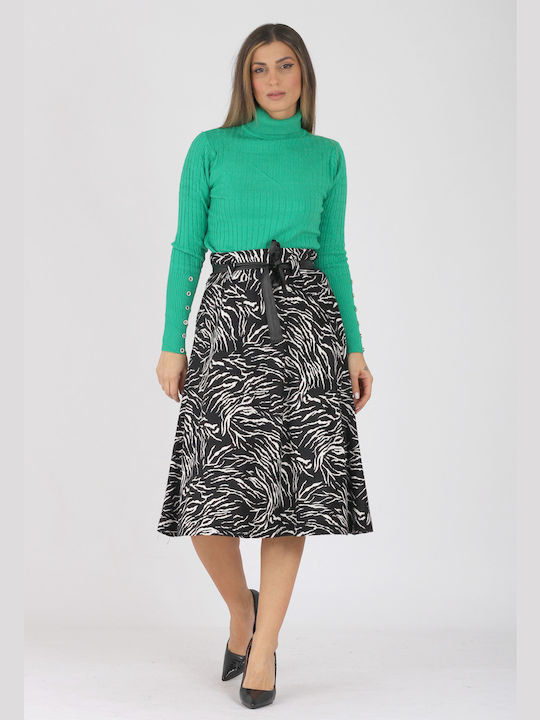 Midi skirt with patterned clouse