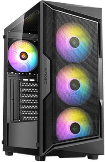 Antec AX61 Gaming Midi Tower Κουτί Υπολογιστή με Πλαϊνό Παράθυρο και RGB Φωτισμό Μαύρο