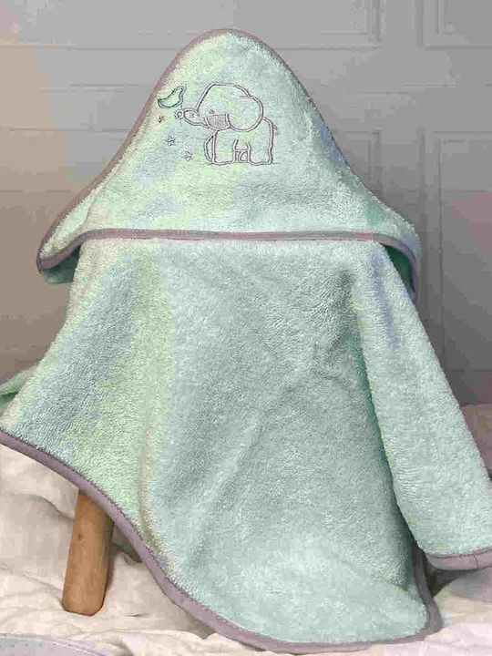 abo Baby Hooded Towel Elephant Green 75x75cm