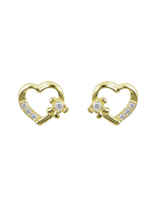 Silver Earrings Gold plated Hearts 925