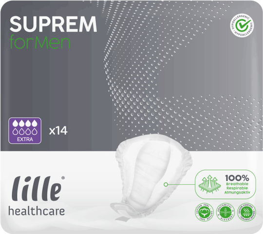 Lille Healthcare Suprem Ανδρικές Σερβιέτες Ακράτειας Κανονικής Ροής 4 Σταγόνες 14τμχ
