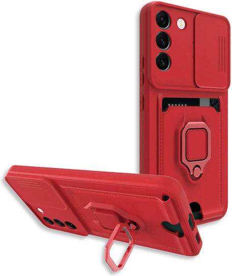 Bodycell Multifunction Back Cover Plastic with Strap and Card Slot Red (Galaxy A14)