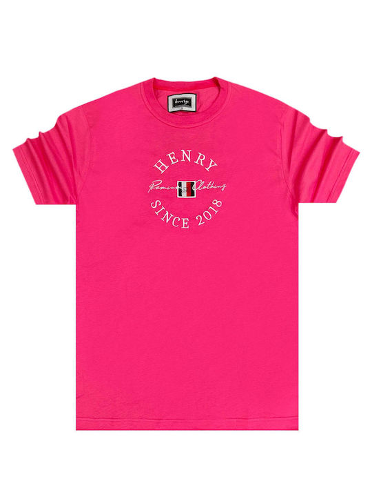 Henry Clothing Herren T-Shirt Kurzarm Fuchsie