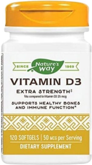 Nature's Way Vitamin D3 Витамин за Здравето на костите 2000иу 120 софтджел