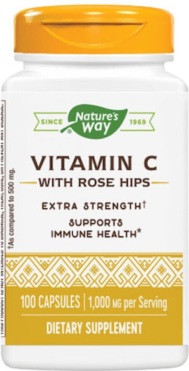 Nature's Way Vitamin C With Rose Hips Extra Strength Витамин за Кожата & Антиоксидантно действие 1000мг 100 капси
