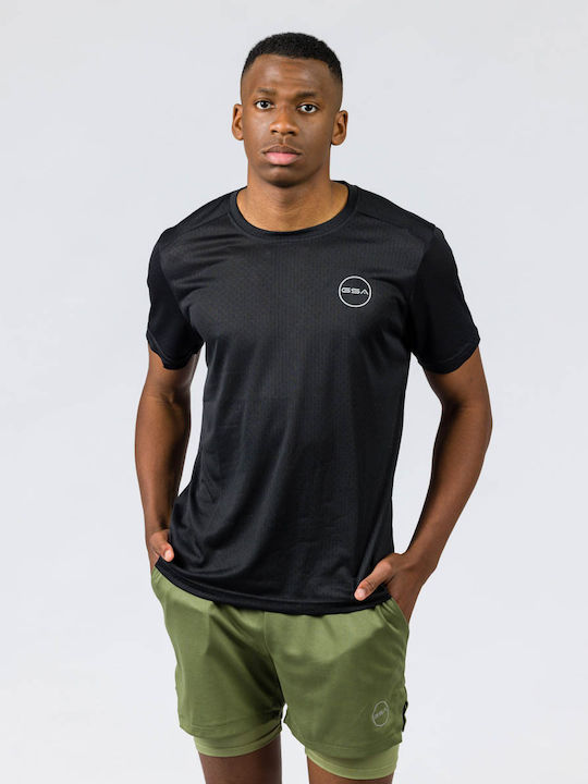 GSA Ανδρικό Αθλητικό T-shirt Κοντομάνικο Μαύρο