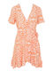 Only Sommer Mini Kleid Wickel Orange Peel