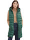 Lang Damen Ärmellos Puffer Jacke für Winter Pineneedle Green