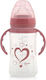 Kiokids Hearts Εκπαιδευτικό Μπιμπερό Πλαστικό με Λαβές Ροζ 4m+ 240ml