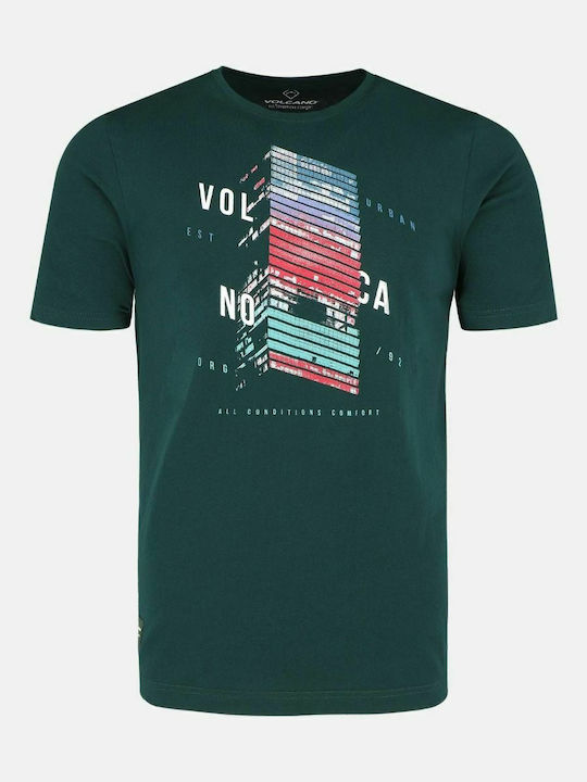 Volcano T-LIGHTS Bedrucktes T-Shirt für Männer - Grün