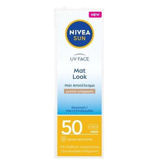 Nivea Sun UV Face Mat Look Αδιάβροχη Αντηλιακή Κρέμα Προσώπου SPF50 με Χρώμα Medium 50ml