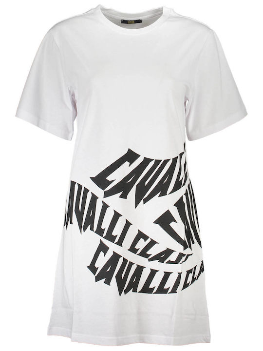 Roberto Cavalli Καλοκαιρινό Mini T-shirt Φόρεμα Λευκό