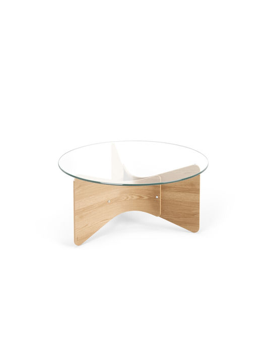 Madera Round Glass Coffee Table Natural L84xW84xH38cm