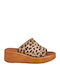 Women's Platform Wedge Sandals Leopard Beige