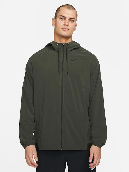 Ανδρική Ζακέτα Fleece με Κουκούλα Πράσινη