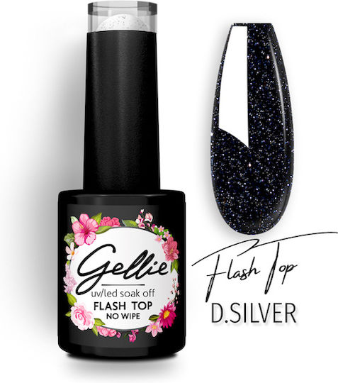 Gellie Flash Top D.silver Top Coat for Semi-Permanent Nail Polish 10ml