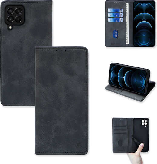 Sonique Vintage Magnet Book Synthetic Leather / Plastic / Silicone Black (Galaxy M33)