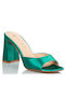 Envie Shoes Chunky Heel Leather Mules Green