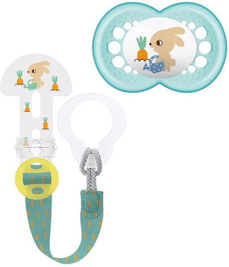 Mam Clip It & Original Ορθοδοντικές Πιπίλες Σιλικόνης Rabbit - Blue Green για 6-16 μηνών 2τμχ