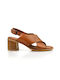 Boxer Anatomic Leather Women's Sandals Tabac Brown with Chunky Medium Heel 98290 10-019