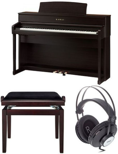 Kawai Електрически Изправен Пиано CA-701 R Комплект с 88 Претеглени Клавиши Вградени говорители и Свързване със Слушалки и Компютър Розово дърво