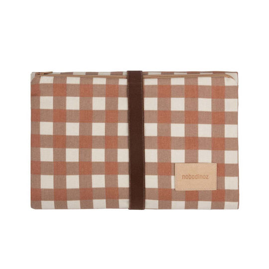 Nobodinoz Travel Changing Pad Checks made of Terracotta Fabric 50x70cm