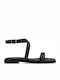 Women's Flat Sandals with Strap in Black Color