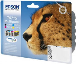 Epson T0715 Pachet de 4 cartușe de cerneală pentru imprimante InkJet Negru / Multiplu (culoare) (C13T07154022)