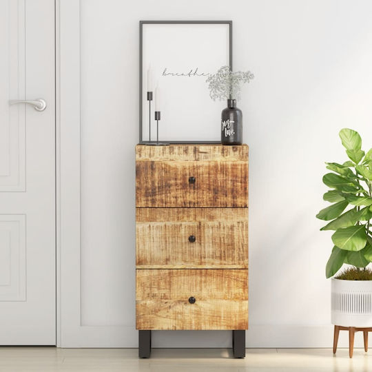 Chest of Drawers of Solid Wood with 3 Drawers 40x33.5x75cm
