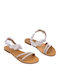 Leather Women's Flat Sandals in White Color