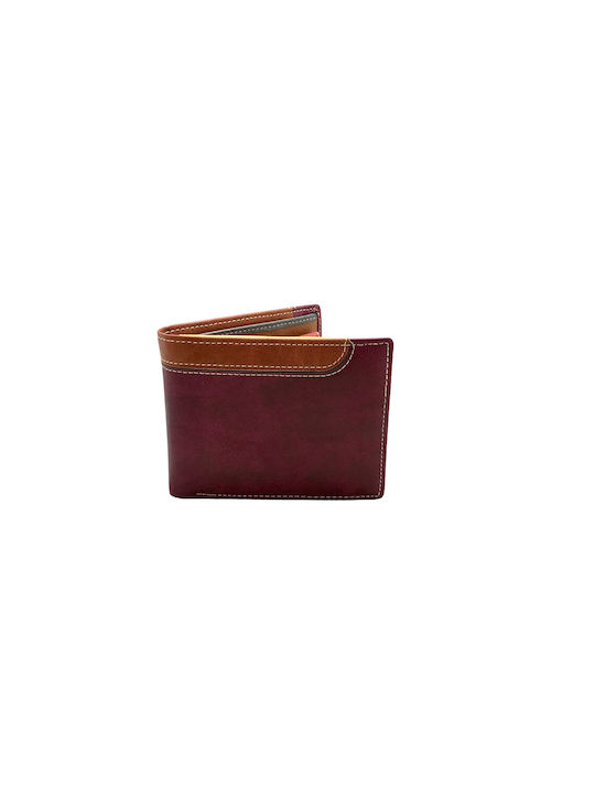 Men's leather (TRUE LEATHER) wallet by Vosntou' Rispa' - ANGEL - in red - brown color.