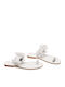 Leather Women's Flat Sandals in White Color