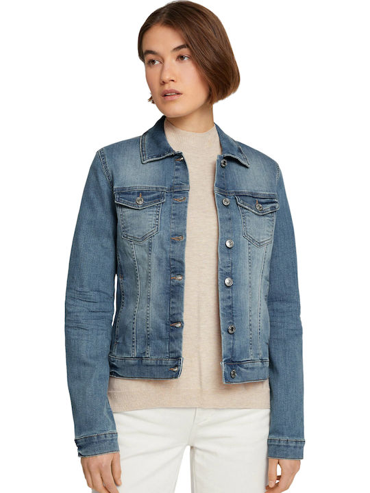 Κοντό Γυναικείο Τζιν Μπουφάν Light Stone Blue Denim