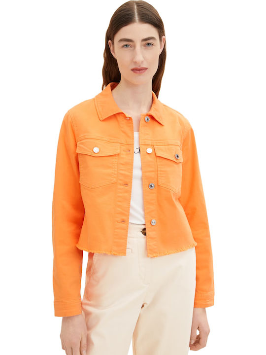 Κοντό Γυναικείο Τζιν Μπουφάν Bright Mango Orange