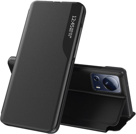 Hurtel Eco Leather View Buchen Sie Synthetisches Leder Schwarz (Xiaomi 13 Lite)