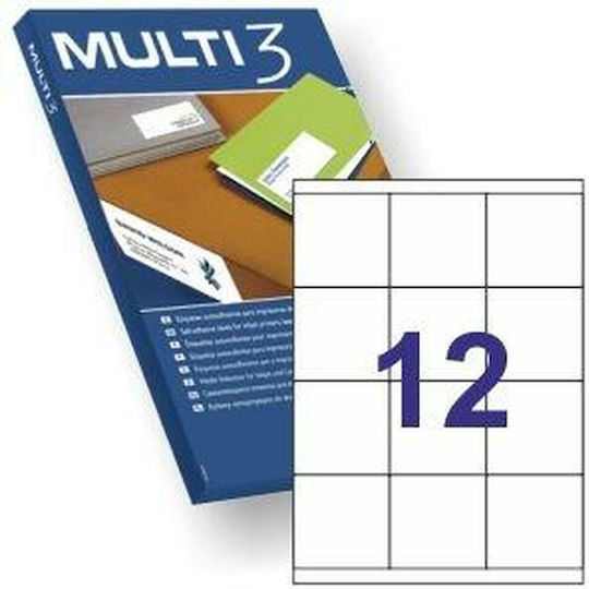 Multi 3 Autocolante mici Dreptunghiulare in Alb Culoare 70x67.7mm