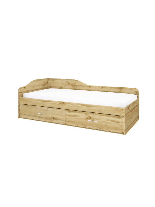 Κρεβάτι Ημίδιπλο Ξύλινο Σασό με Συρτάρια & Τάβλες 120x190cm