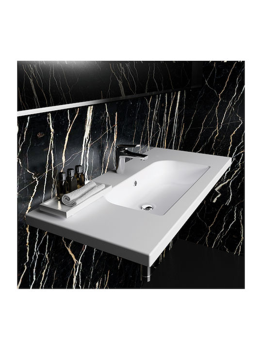 Orabella Mood 80 Ένθετος Νιπτήρας Πορσελάνης 80x45x14cm Λευκός