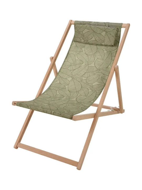 Deckchairs Wooden with Green Fabric 97x56x85cm