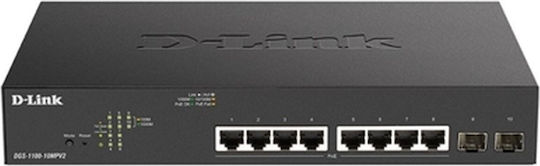 D-Link DGS-1100-10MPV2 Managed L2 PoE+ Switch με 8 Θύρες Gigabit (1Gbps) Ethernet και 2 SFP Θύρες