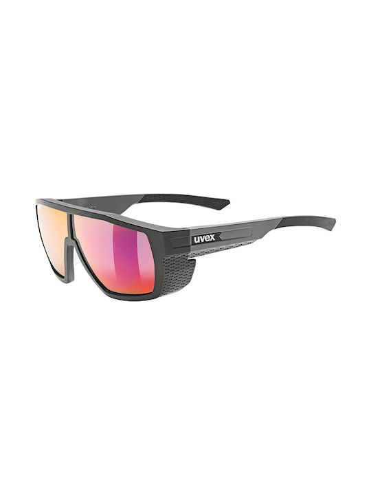 Uvex MTN Style P Men's Sunglasses with Black Matt Mirror Silver Plastic Frame and Red Mirror Lens S5330372530