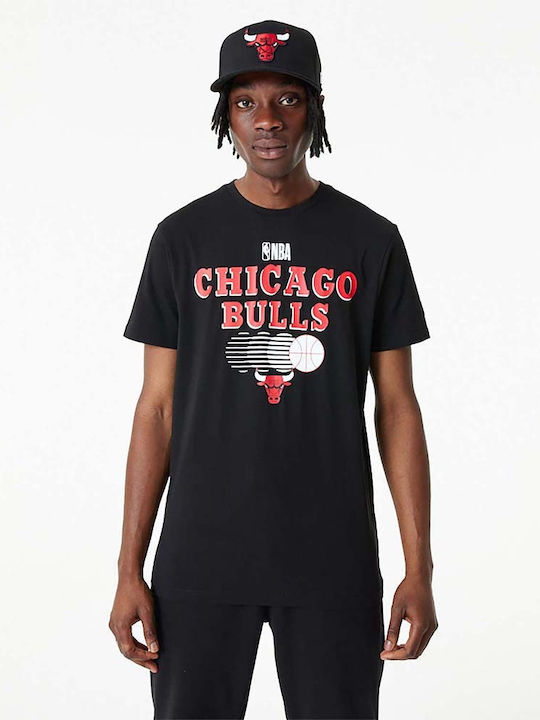 New Era NBA Team Graphic Chicago Bulls Bărbați T-shirt Sportiv cu Mânecă Scurtă Negru