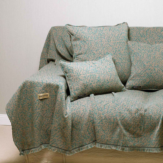 Aslanis Home Sesselüberwurf Athos 180x180cm Turquoise / Beige