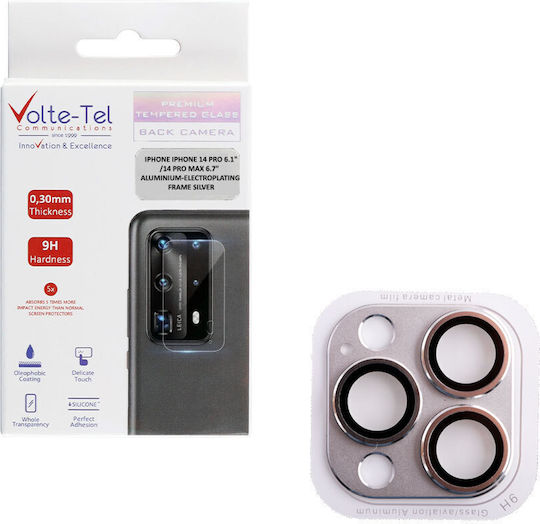 Volte-Tel Electroplating Camera Protection Metal Frame Silver for the iPhone 14 Pro / 14 Pro Max