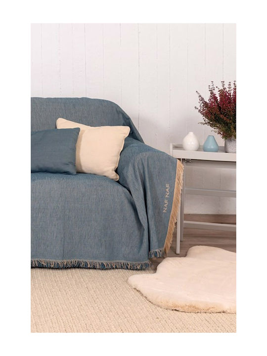 Naf Naf 358-154 Four-Seater Sofa Throw Chenille 180x350cm Denim