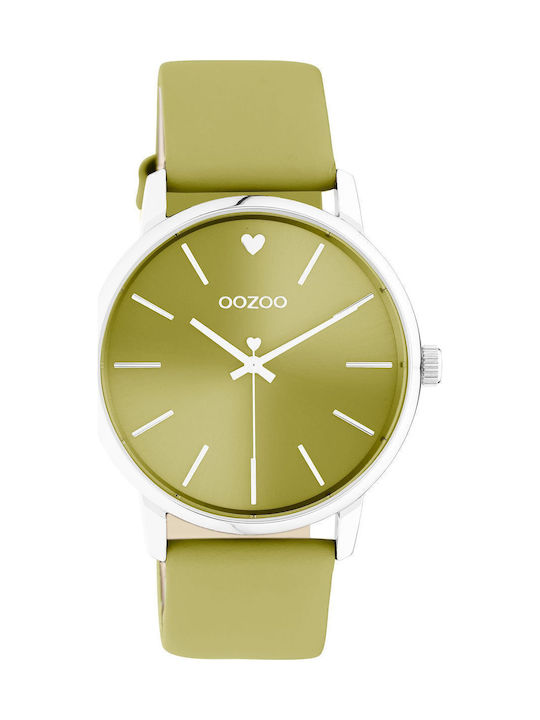 Oozoo Timepieces Γυναικείο Ρολόι 40mm Μπαταρίας με Κίτρινο Δερμάτινο Λουράκι