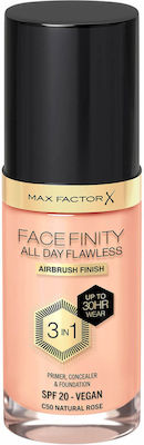 Max Factor Facefinity All Day Flawless Flüssiges Make-up LSF20 C50 Natural Rose 30ml